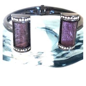 Amethyst & gun metal stone bracelet